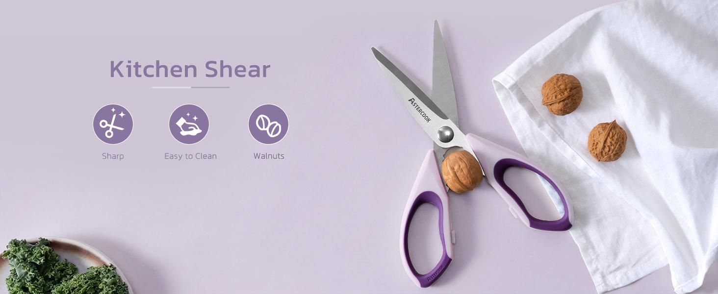 【Valentines Day Sale】Astercook 7-Piece Kitchen Knife Set – Valentine’s Day Gift for Her, Healthy Anti-Rust Coated Stainless Steel Knives, Dishwasher Safe, Chef Knife Set with 6 Blade Guards, Elegant Purple