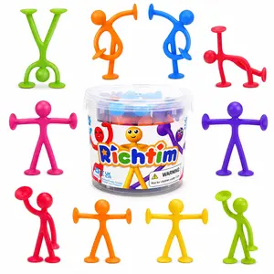 Richtim Kids Humanoid Suction Sensory Toys: 24 Pack Creative Suction Toy – No Hole Bath Toy, Sensory Toys for Kids, Travel Calming Down for Boys & Girls, Classroom Must-Have, Easter Basket Stuffers & Spring Break Gifts