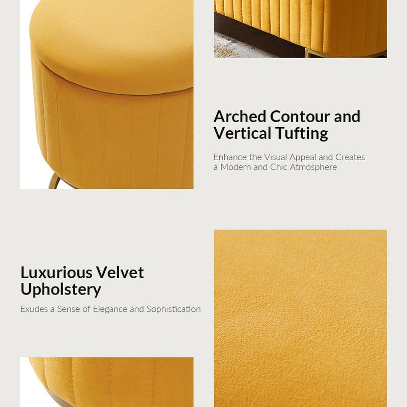 HULALA HOME 50.5" Storage Ottoman Bench Velvet Upholstered with Glossy Metal Base Flip-Top Lid End of Bed Bench for Bedroom & Entryway Classic Design