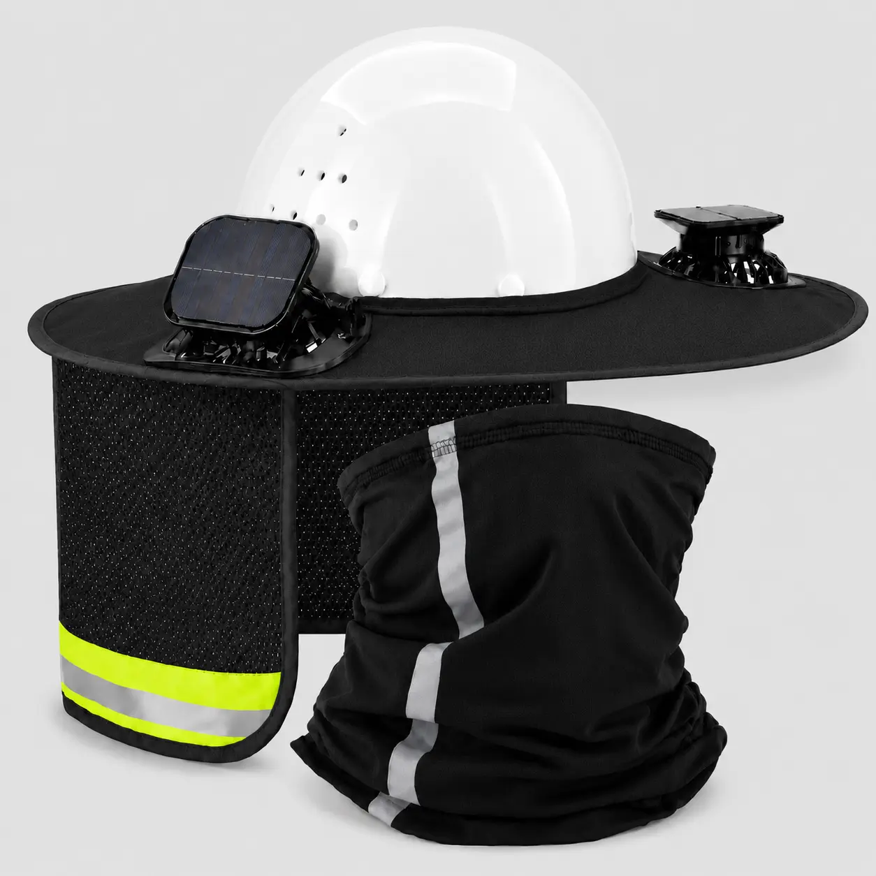Cooling Hard Hat Cover with Solar Fan Shade - Dual 600mAh Solar Fans, 3-Speed Type-C Rechargeable, Wide Brim Reflective Sun Protection, Construction Gear Safety Equipment Cool Outdoor Gadgets Men's Work Accessories for Outdoor Tasks, Outdoor Stuff For Adu