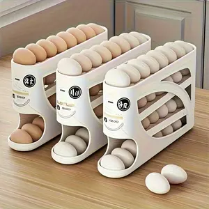 4-Tier Scrolling Egg Rack - Space-Saving Side Door Design, Holds 30 Eggs, Smooth Finish, Easy-to-Use Handle |   Suitable for Kitchen and Refrigerator Storage |   Modern Kitchen Accessory |   Durable Plastic Material