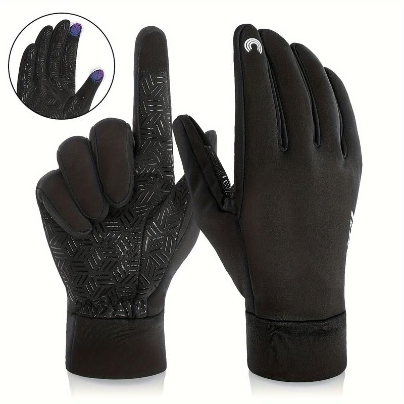 Windproof Winter Cycling Gloves - 1 Pair Double Finger Touch Screen Gloves with Anti-skid Silicone and Reflective Strip for Men and Women