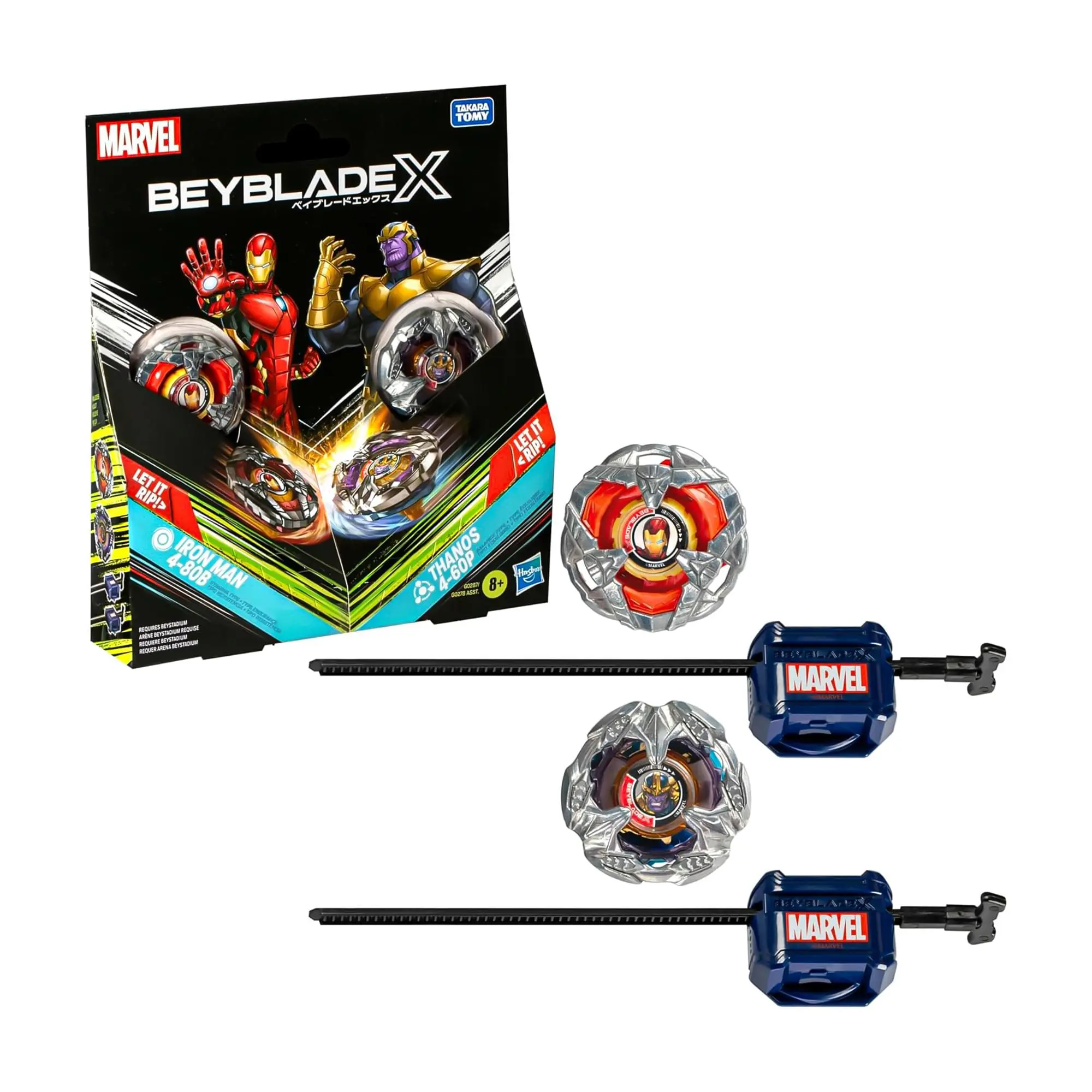 Beyblade X Marvel Iron Man 4-80B vs Thanos 4-60P Dual Pack Set
