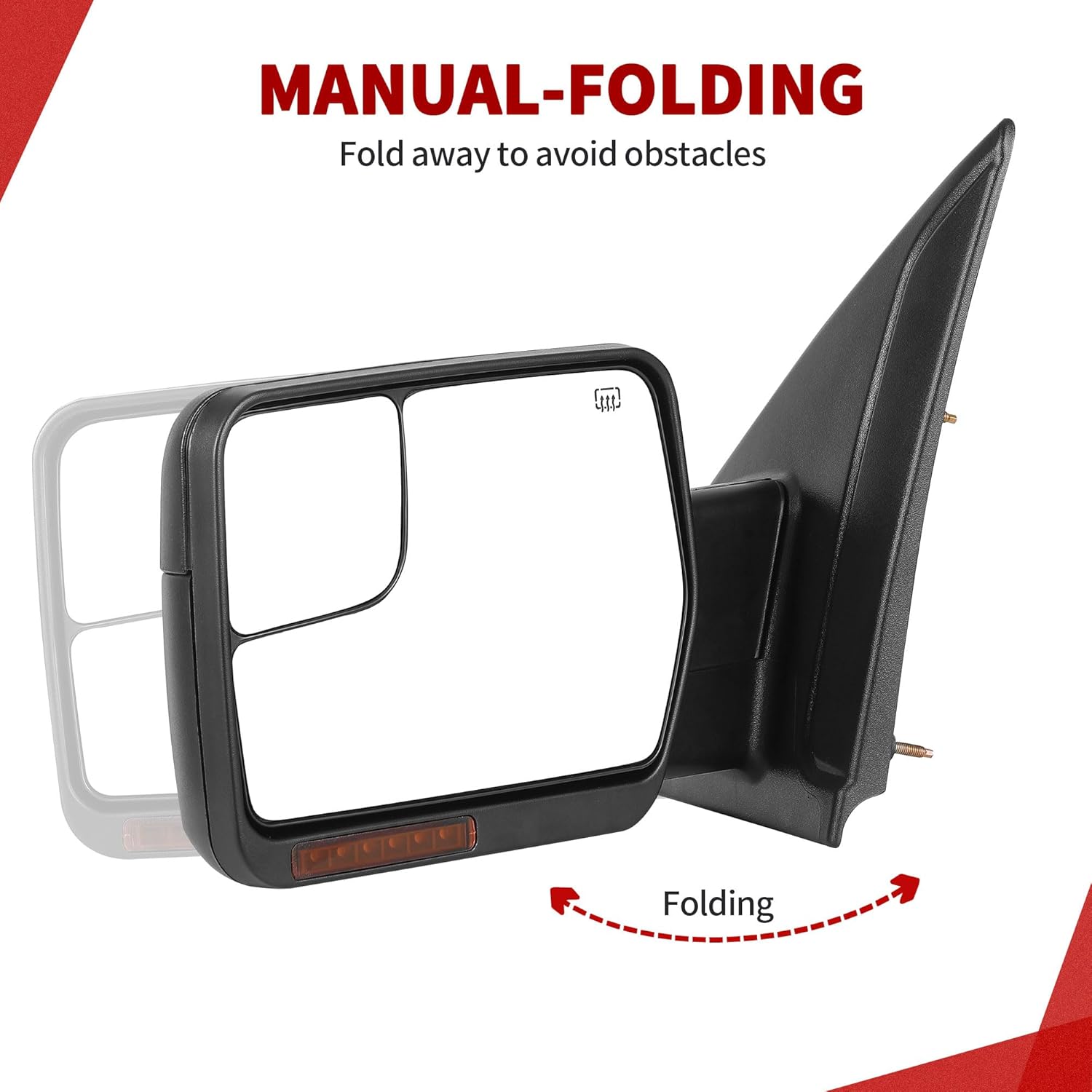 YITAMOTOR Towing Mirrors for 2007-2014 Ford F150 Power Heated Mirrors with Dual Turn Signal Light Puddle Light and Black Blind Spot Mirrors Car Accessories Automotive Replacement