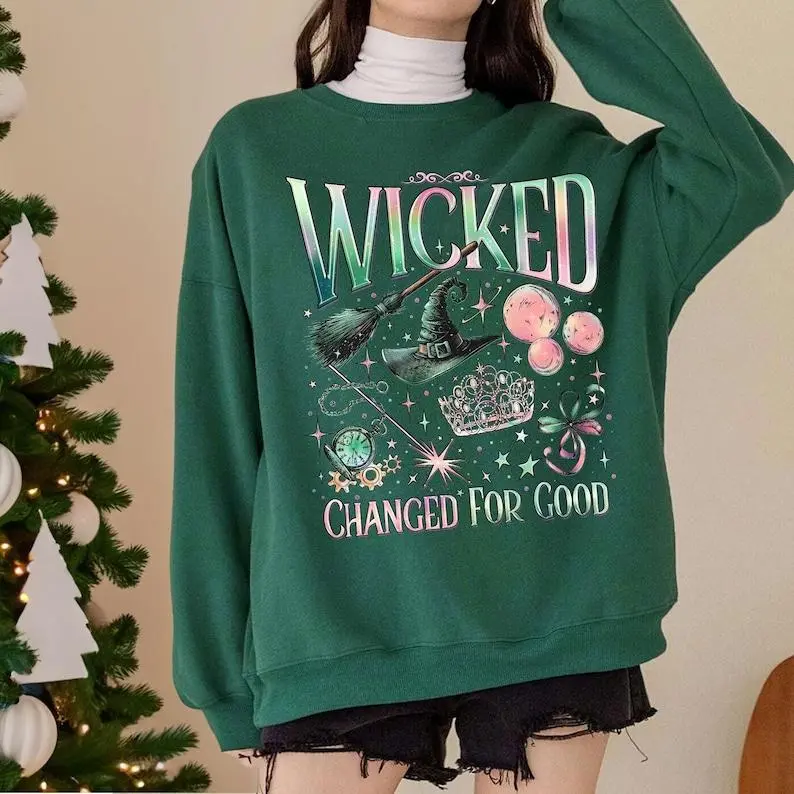 Changed For Good Wicked Sweatshirt Hoodie, Defy Gravity Broomstick Magic Wand, Wicked Sweater, Wizard Movie Fan Shirt, Wicked Movie Fan Xmas Gift