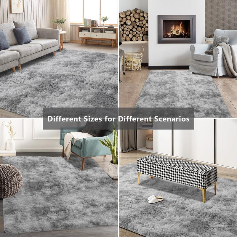 XEXSIN Soft Fluffy Large Modern Area Rugs for Living Room Bedroom Grey Tie-dye Ultra Soft Thickened Memory Foam Indoor Rug Comfy Aesthetic Solid Minimalist Carpets for Girls Boys Nursery Dorm Home Decor