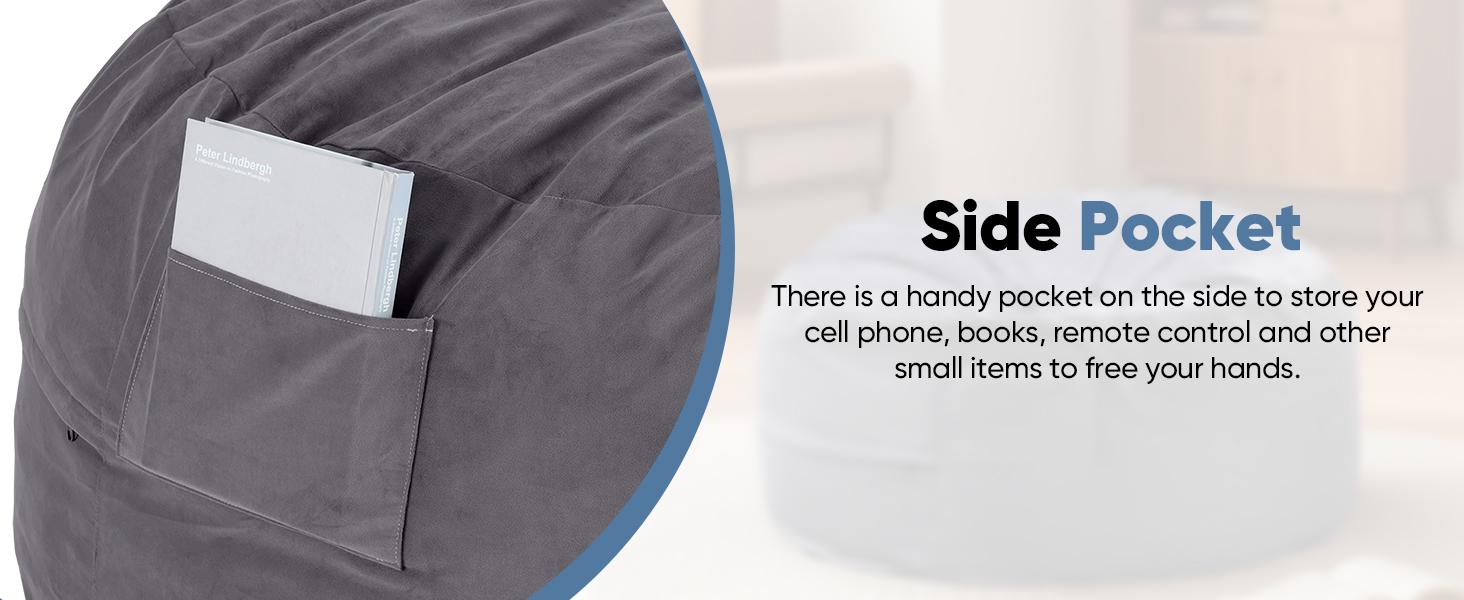 Bean Bag Chair - Oversized Lazy Sofa with Removable Washable Cover for Adults and Kids, Giant Comfy Design, Round Shape, Ideal for Living Room