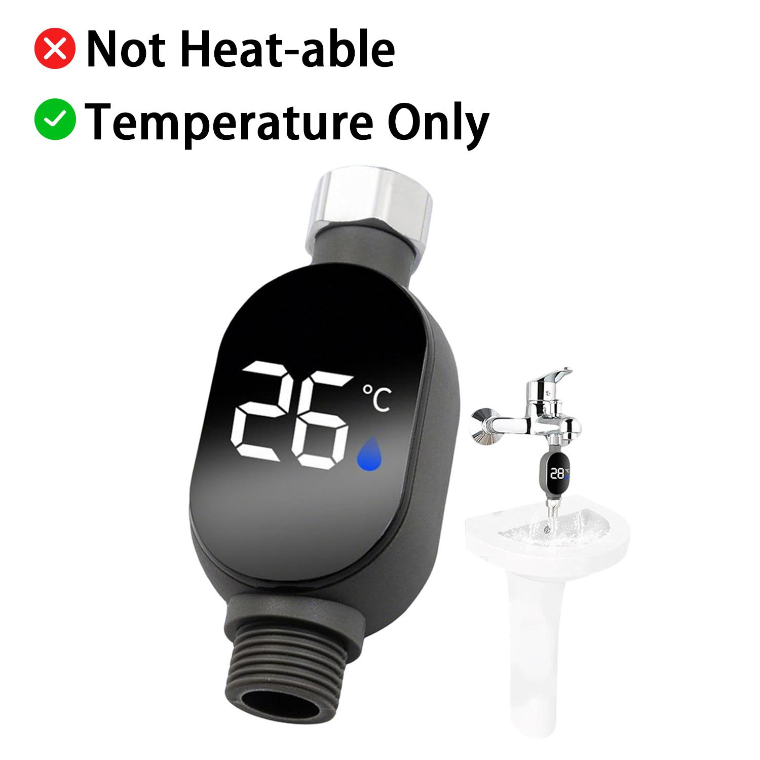 Digital Shower Thermometer – Battery Powered, No Heating Function, Smart Real-Time Water Temperature Monitor with LED Display, 1/2" Connection, High-Accuracy Sensor, Perfect for Bathroom, Shower, Kitchen Faucet & Home Safety