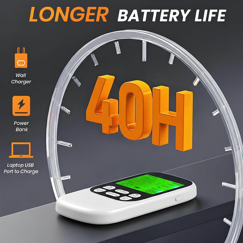 All-Round Muscle Relaxation, Long-Lasting 40-Hour Battery, Body Pulse Massager Portable Electric Stimulators 6 Timed Modes and 10 Massage Patterns with Reusable 8 or 4 Pads TENS EMS Unit for Back, Shoulder, Neck, Sciatica Massage, for Daily Comfort