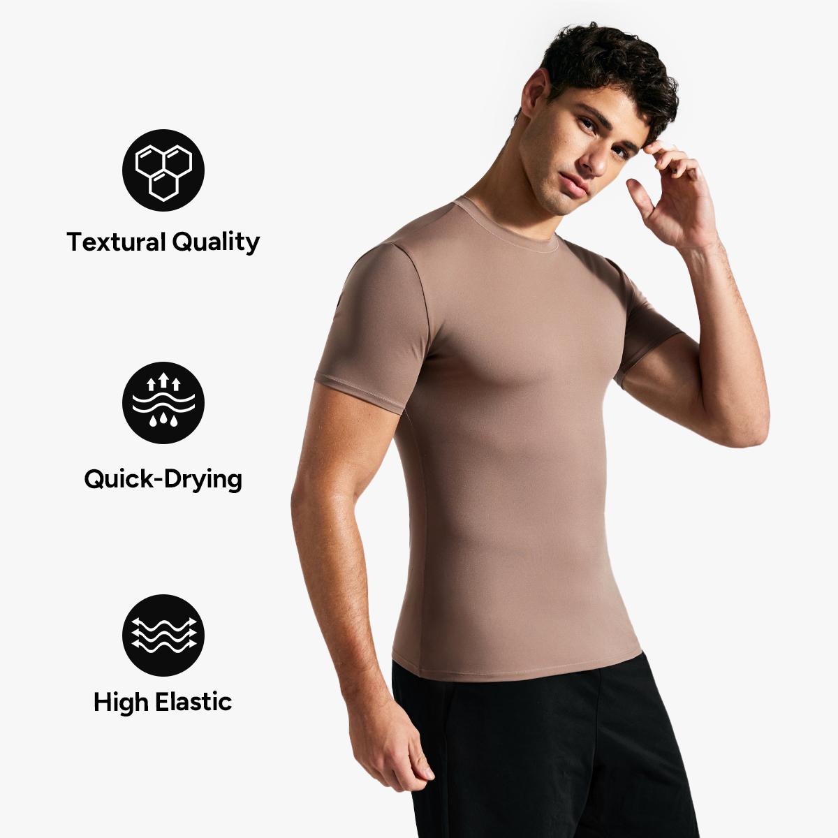 Nebility Men’s Breathable Workout T-Shirt, Quick Dry Stretch Odor-Resistant Muscle Fit Training Tee for Gym & Daily Wear