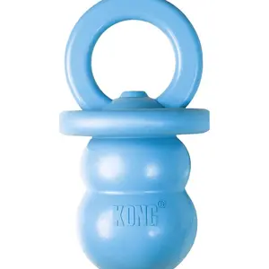 Puppy Binkie - Pacifier Dog Toy for Puppies - Stuffable Treat Chew Toy for Treats - Durable Natural Rubber for Teething Puppy - for Small Puppies - Blue