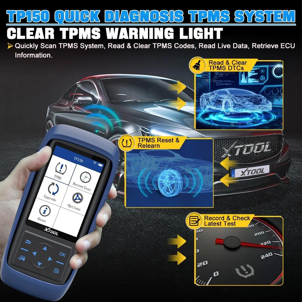 XTOOL TP150 TPMS Programming Tool, 2026 TPMS Relearn Tool, Activate/Relearn/Diagnosis All Known TPMS Sensors, Program TS100 Sensors (315/ 433MHz), TPMS Reset Tool TPMS Programmer