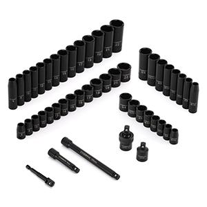 CASOMAN 49-Piece 3/8" Drive Impact Socket Set SAE/Metric 6 Point CR-V Steel Includes Extension Bar Adapter & Universal Joint Tool