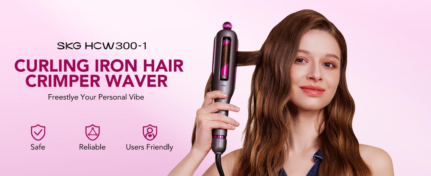 SKG WaveFlex 4-in-1 Adjustable Hair Waver Crimper – Beach Waves Curling Wand, Mermaid Hair Style, Ceramic 4 Barrel Sizes, 5 Temp Settings & Negative Ionic Care, Fast Heat-Up, Safe and Easy to Use SKG WaveFlex 4-in-1 Adjustable Hair Waver Crimper – Beach Waves Curling Wand, Mermaid Hair Style, Ceramic 4 Barrel Sizes, 5 Temp Settings & Negative Ionic Care, Fast Heat-Up, Safe and Easy to Use