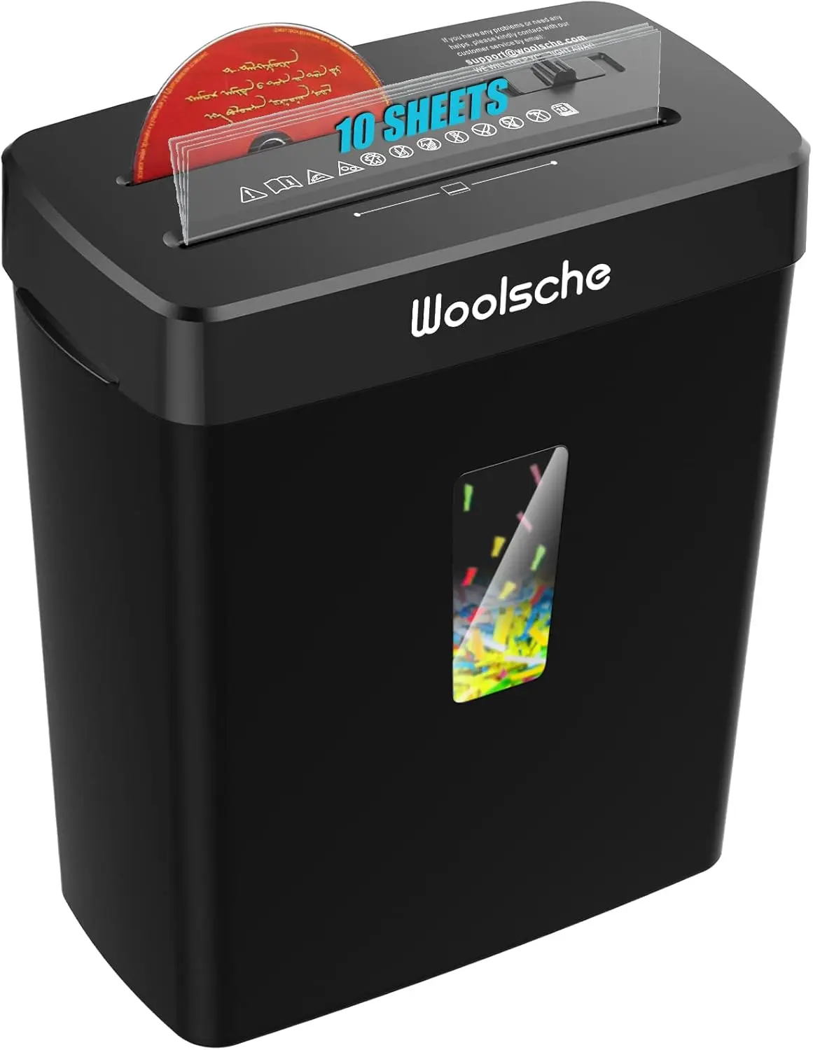 Woolsche Portable Crosscut Paper Shredder - 8-Sheet Capacity, 3.43-Gallon Basket, P-4 Security, 3-Mode Design, Shreds CDs/Credit Cards, Jam-Proof, ETL Certified for Home Office Use