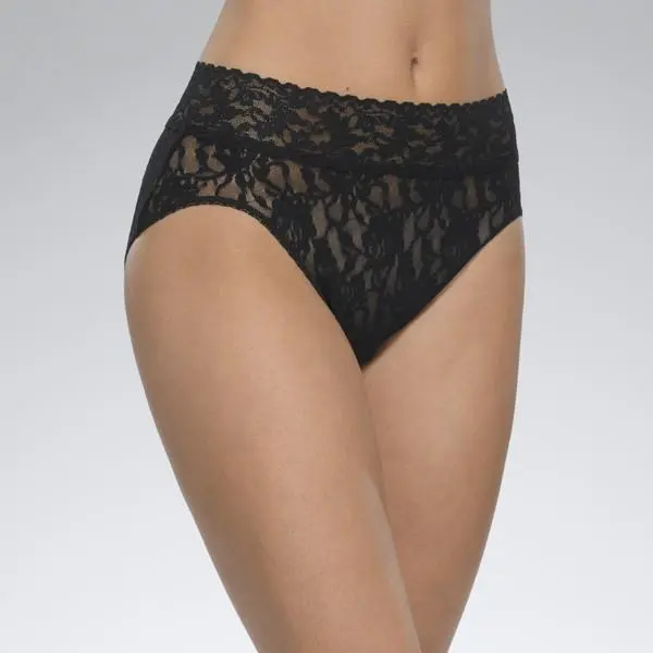 Women's Hanky Panky Signature Lace French Brief Panties - Soft Nylon Fabric, Camisole-Compatible Underwear, Elongating Cut, Flat