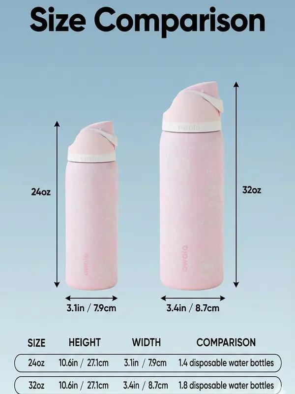 Owala ROSE QUARTZ Special Edition 24/32oz Free Sip Valentines 2026 Water Bottle, Cute FreeSip Water Bottle Insulated Leakproof Stainless Steel Cup for Everyday Use Design Perfect for Teens, Girls, Travel & Work