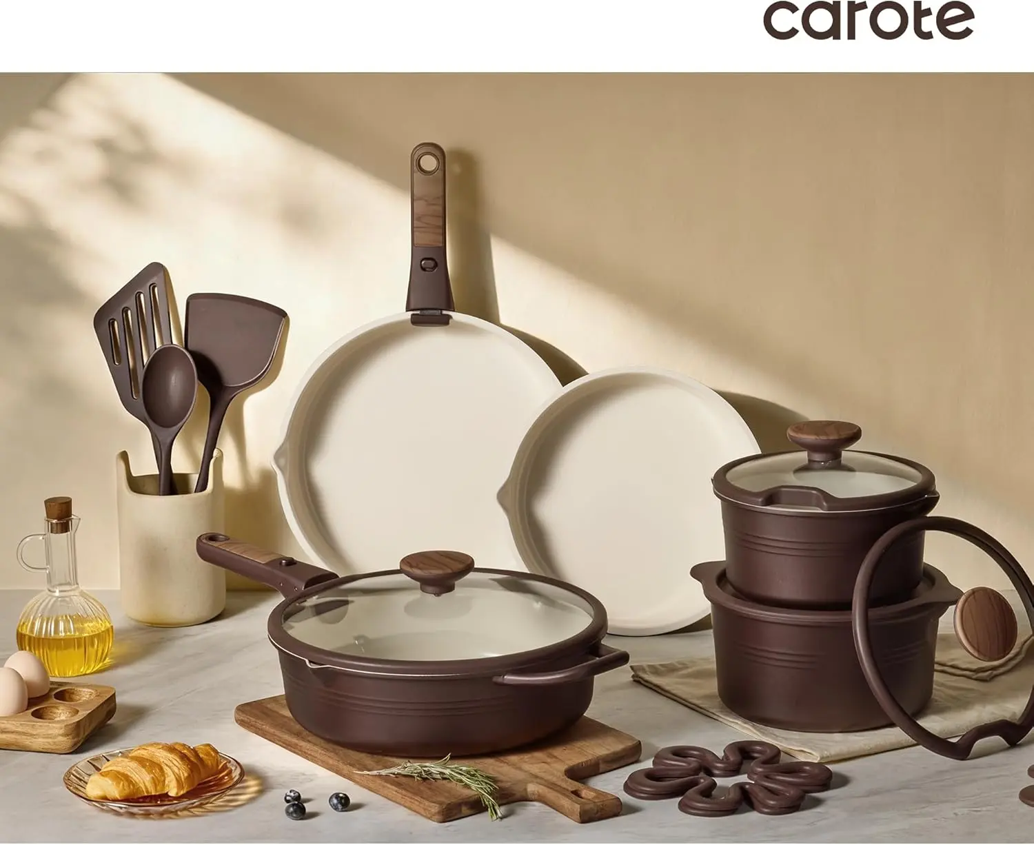 CAROTE 22Pcs Titanium Cookware Set, Pots and Pans Set Non Stick ...