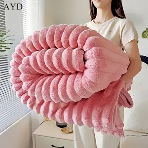 Striped Flannel Fleece Blanket Ultra-Soft, Lightweight, Throw/Twin/Queen/King Sizes, Classic Stripe Pattern, Multi-Color, Ldeal For BedCouch, Travel, Camping, Home Bedroom Decor, Homegoods, Cozyvibes, Best Gifts For Thanksgiving And Christmas