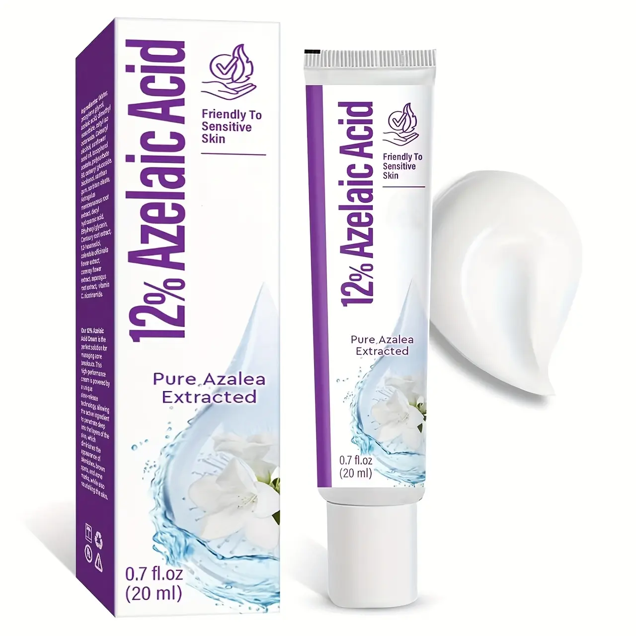 Azelaic Acid Gentle Facial Cream for Sensitive Skin | Pure Azelaic Acid Extract Face Treatment | 0.7 fl.oz / 20ml Skin Smoothing & Clarifying Cream | Fragrance-Free & Non-Irritating Formula