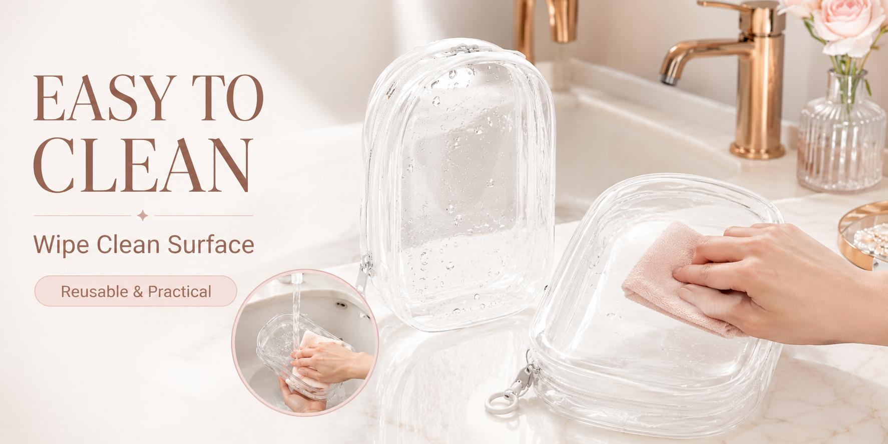 Transparent Toiletry Bag for Travel Use, Waterproof Metal Zipper, Easy Inspection, Universal Makeup Organizer (Beauty & Personal Care Tool)