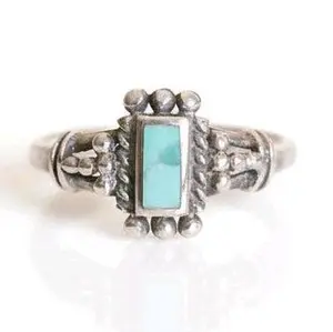 Sterling Silver Turquoise Ring, Dainty Turquoise Ring, Beaded Ring, 925 Stamped