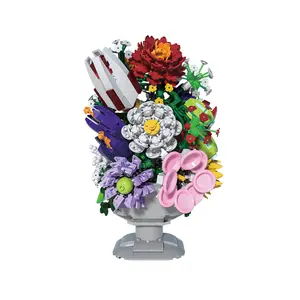 Colorful Flower Bouquet Building Blocks - Vibrant & Artistic Style, 1092 Pcs for Realistic Floral Details, Perfect for DIY Enthusiasts & Home Decor Lovers, Great for Desk/Table Display