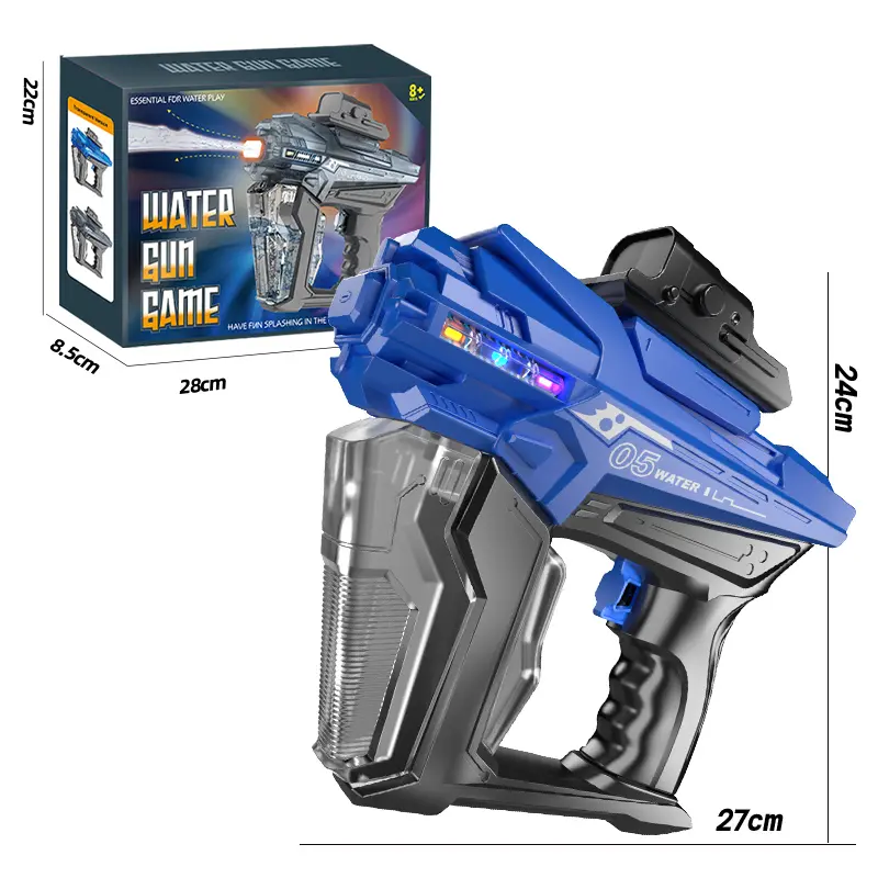 udroll Electric Water Blaster - Rechargeable High-Speed Motorized Pool Party Spray Toy, Continuous Spray with LED Pulse Light Show, Rechargeable 3.7V Lithium-Ion, Outdoor Unisex Toy Ages 14+