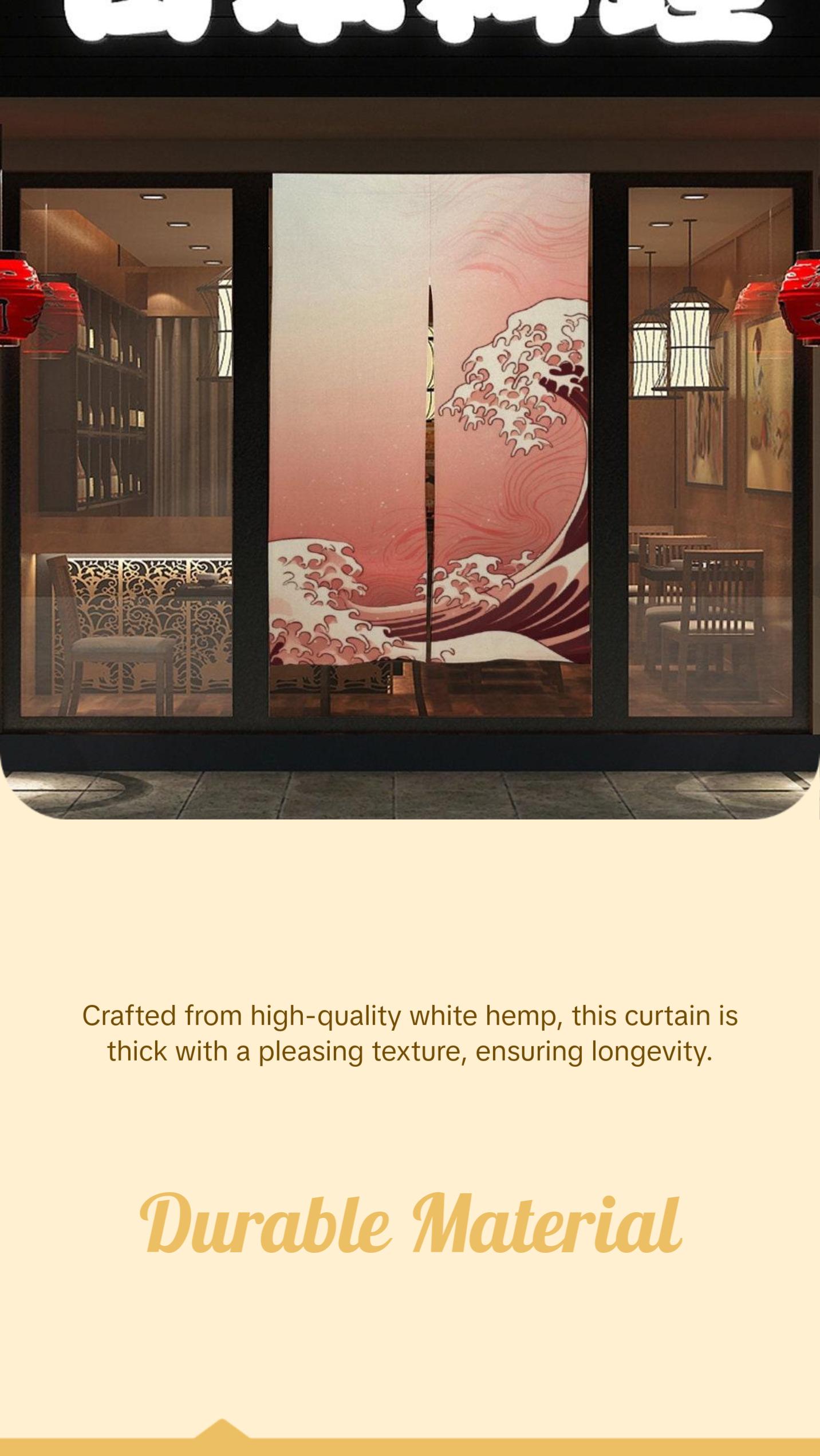 Japanese Noren, Japanese Door Curtain, Japanese Pattern Curtain, Japanese Waves curtain, Door Curtain, Room Divider, Japan Landscape Decor