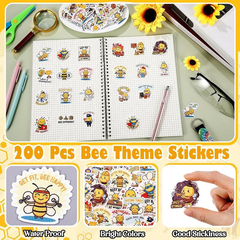 200 Pcs Easter Cartoon Vinyl Stickers Jesus Baseball Bee Golf Soccer Dumpster Fire Meme Waterproof with Positive Quote for Laptop Water Bottles Scrapbook Office Party Gifts