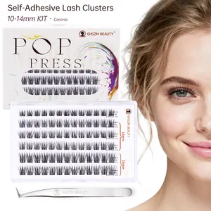 EHSZM BEAUTY POP PRESS Self-Adhesive Lash Clusters, 1-Minute Pre-Glued Press-On, No Glue Needed, All-Day No-Fall, Natural-Curl, Ideal for Daily Makeup