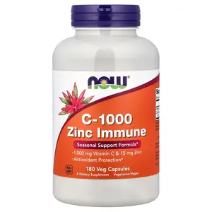 NOW Foods C-1000 Zinc Immune, 180 Veg Capsules