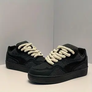 Vintage Style Casual Men's Fashion Sneakers - Solid Color Low Top Lace-Up Sports Shoes with Upper, Fabric Inner Lining, PVC Sole, Cloth Insole, and Round Toe- For Men - Suitable for Fall/Winter Daily & Casual Wear - Perfect Gift for Fas Closed Training