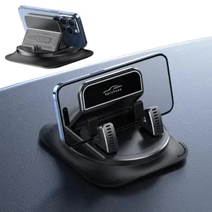 Car phone holder 360 degree rotation, suitable for car navigation in-car dashboard, horizontal and vertical screen adjustment angle, suction cup fixed non-slip mobile phone holder suitable for iPhone and Android