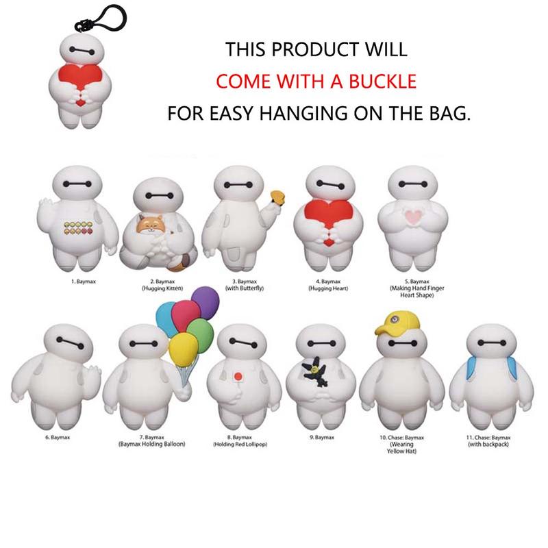 Disney Big Hero Officially licensed Keychain Blind Bag 1PC PVC 3D Form Figurine Bag Clip Charms Anime Movie Figure Collector Keyring Backpack Decor Blind Box Baymax