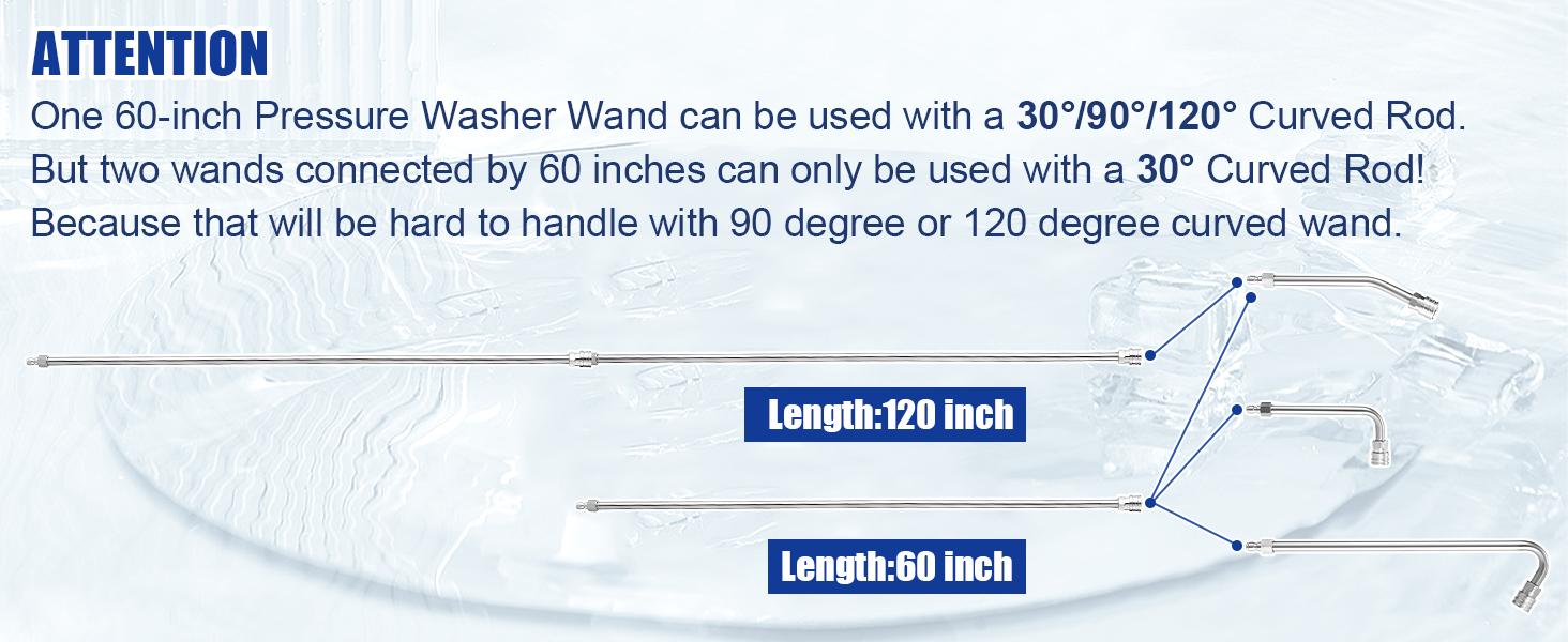 M MINGLE Pressure Washer Extension Wand - 120" Upgrade Power Washer Lance - Pressure Washer Accessories with 5 Nozzle Tips - 30°/90°/120° Curved Rod, 1/4" Quick Connect, ChristmasGift