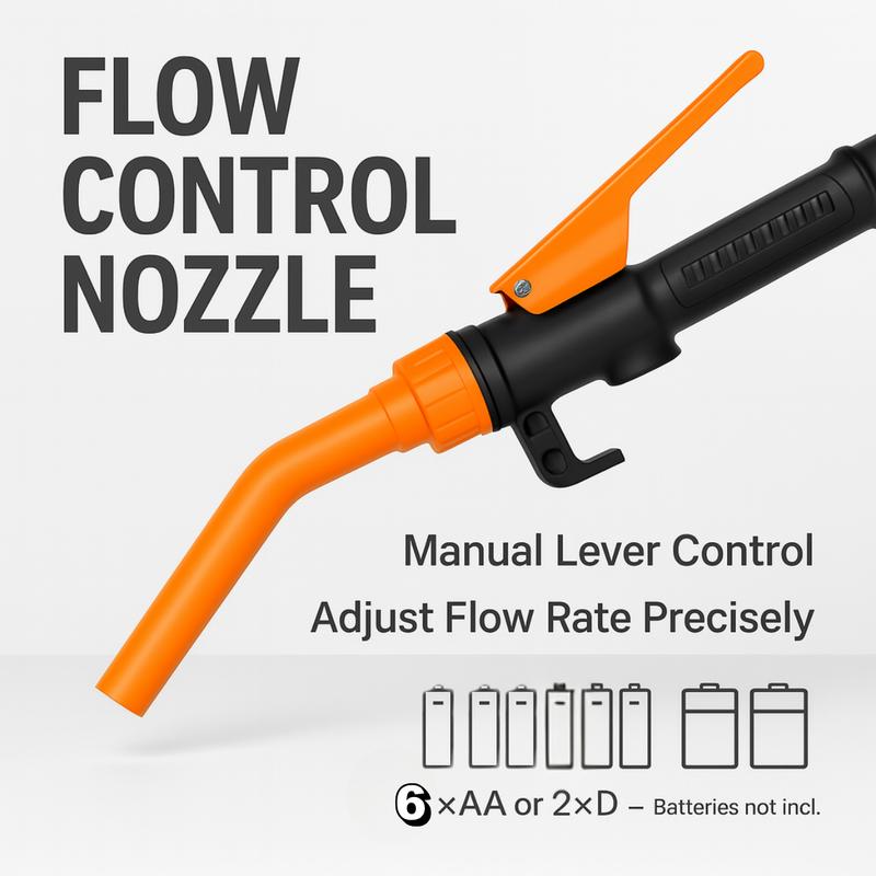 Electric Fuel Transfer Pump Powered, 3GPM Portable Fluid Transfer Siphon Pump with Oil Pipeline, Battery Gas Pumps with Adjustable Flow Control Nozzle for Car Gas Can/Gasoline/Water/Oil