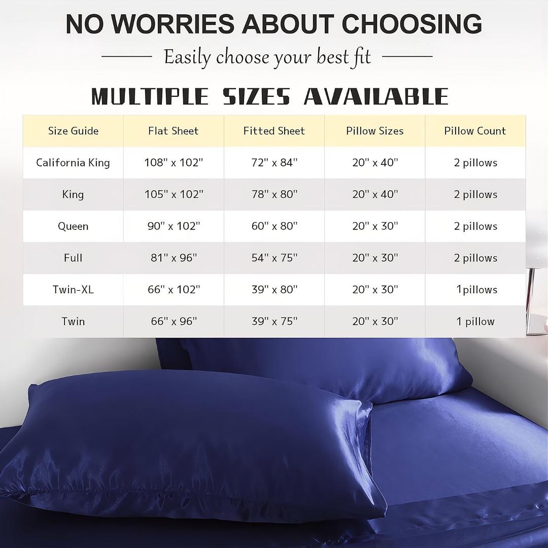 [Back To School]NTBAY 3/4 Piece Satin Bedding Sets - Ultra Soft & Silky Queen/King Sheets with Envelope Closure Pillowcases, OEKO-TEX Certified Anti-Acne Luxury Bedding, Frictionless Hair & Skin Care, 3/4 Pcs