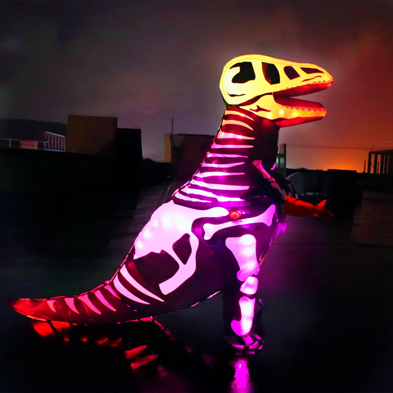 Adult Dinosaur Costumes, Inflatable T-Rex Dinosaur Blow Up With Voice Control LED Lights,Cosplay for Adult, Skeletons Dinosaurs(Skeletons Dinosaurs)