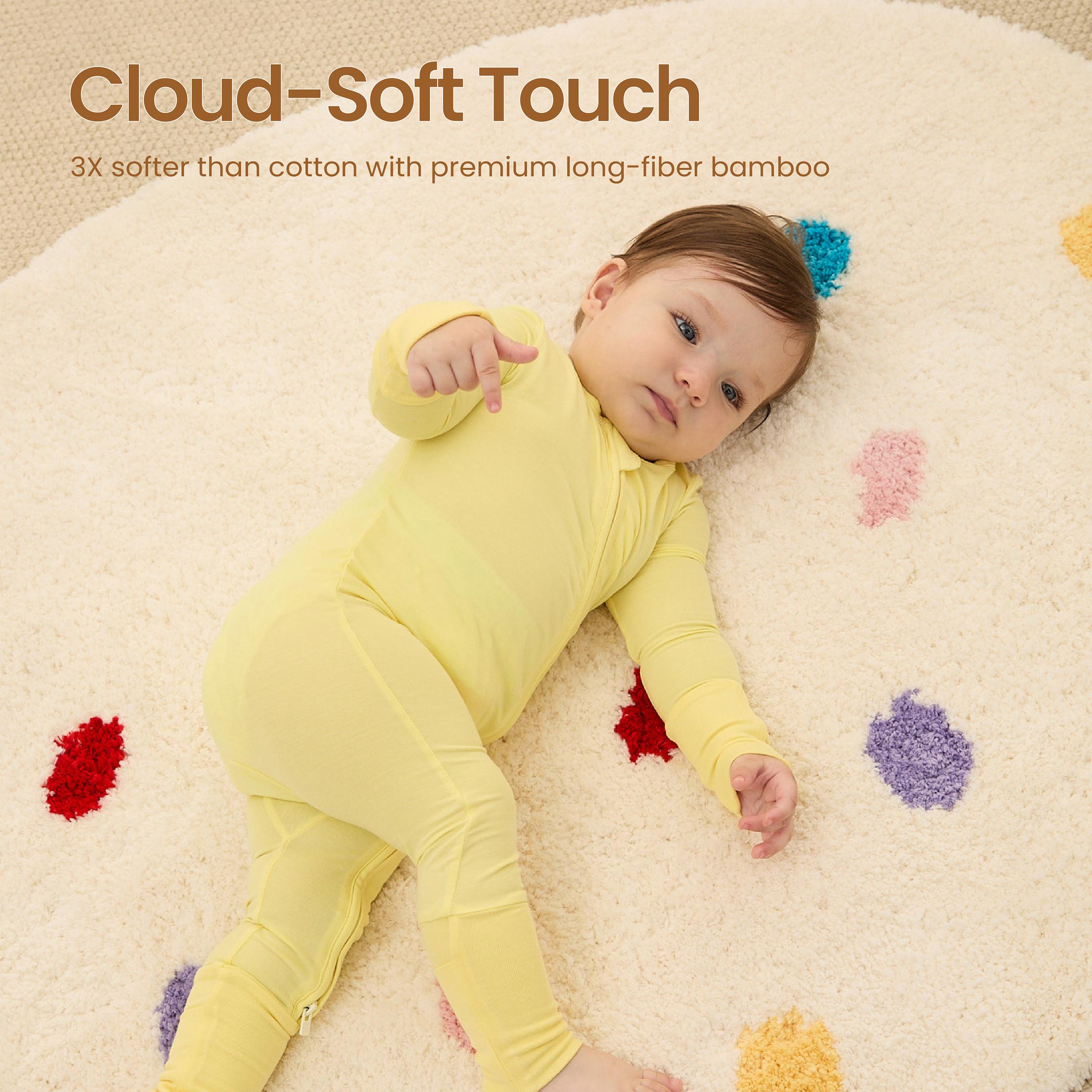 PATPAT Baby Pajama with Bamboo Viscose, Footie Jumpsuit Romper with 2-Way Zipper for Baby Boy Girl Toddler Sleeper Sleepwear