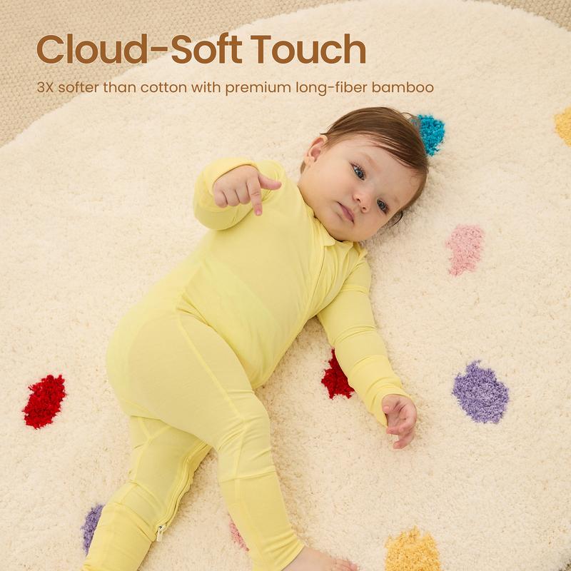 PATPAT Baby Pajama with Bamboo Viscose, Footie Jumpsuit Romper with 2-Way Zipper for Baby Boy Girl Toddler Sleeper Sleepwear