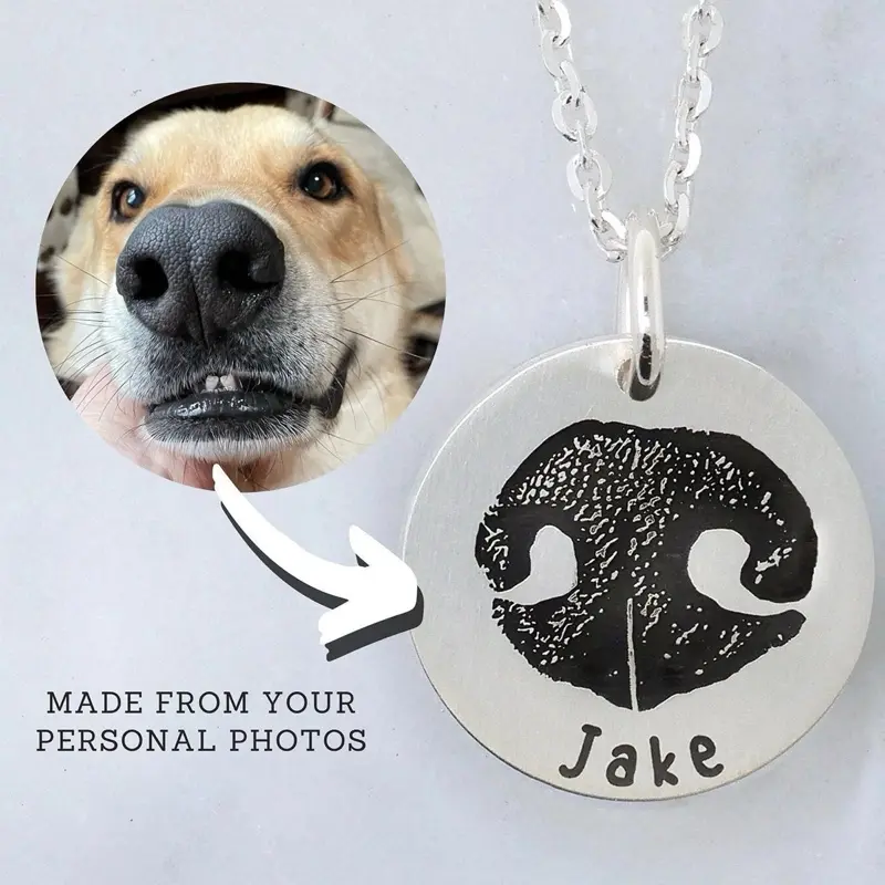 Pet Nose Print Necklace - Custom Engraving 925 Sterling Silver