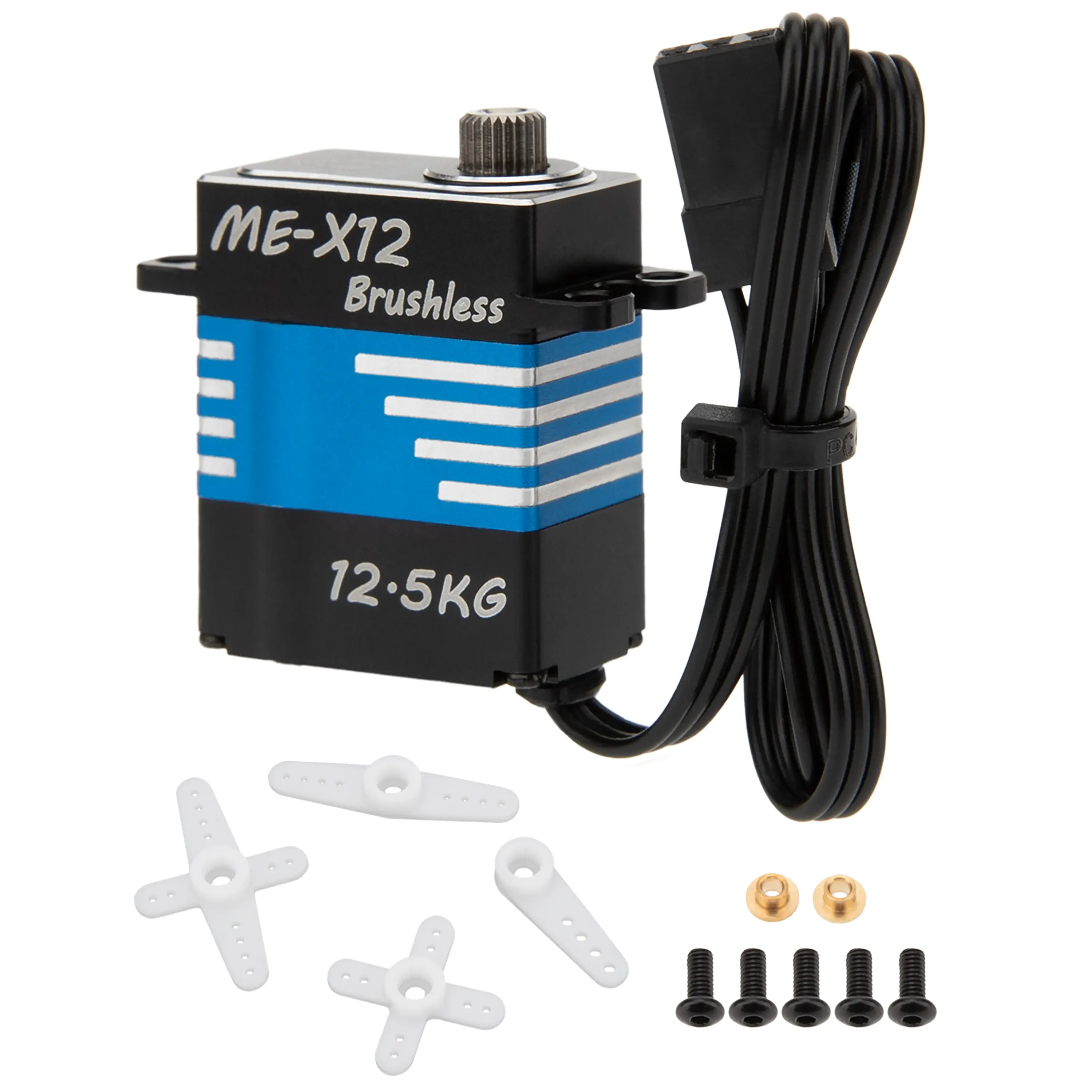 MEUS Racing V2 RC Micro Shifting Servo (ME-X12) - 6V, 8-12.5kg High Torque, Brushless Motor, Good Stability, Better Accuracy, Metal Gears, Back Wiring for SCX24, TRX4M 1/10 1/8 RC Crawler Cars