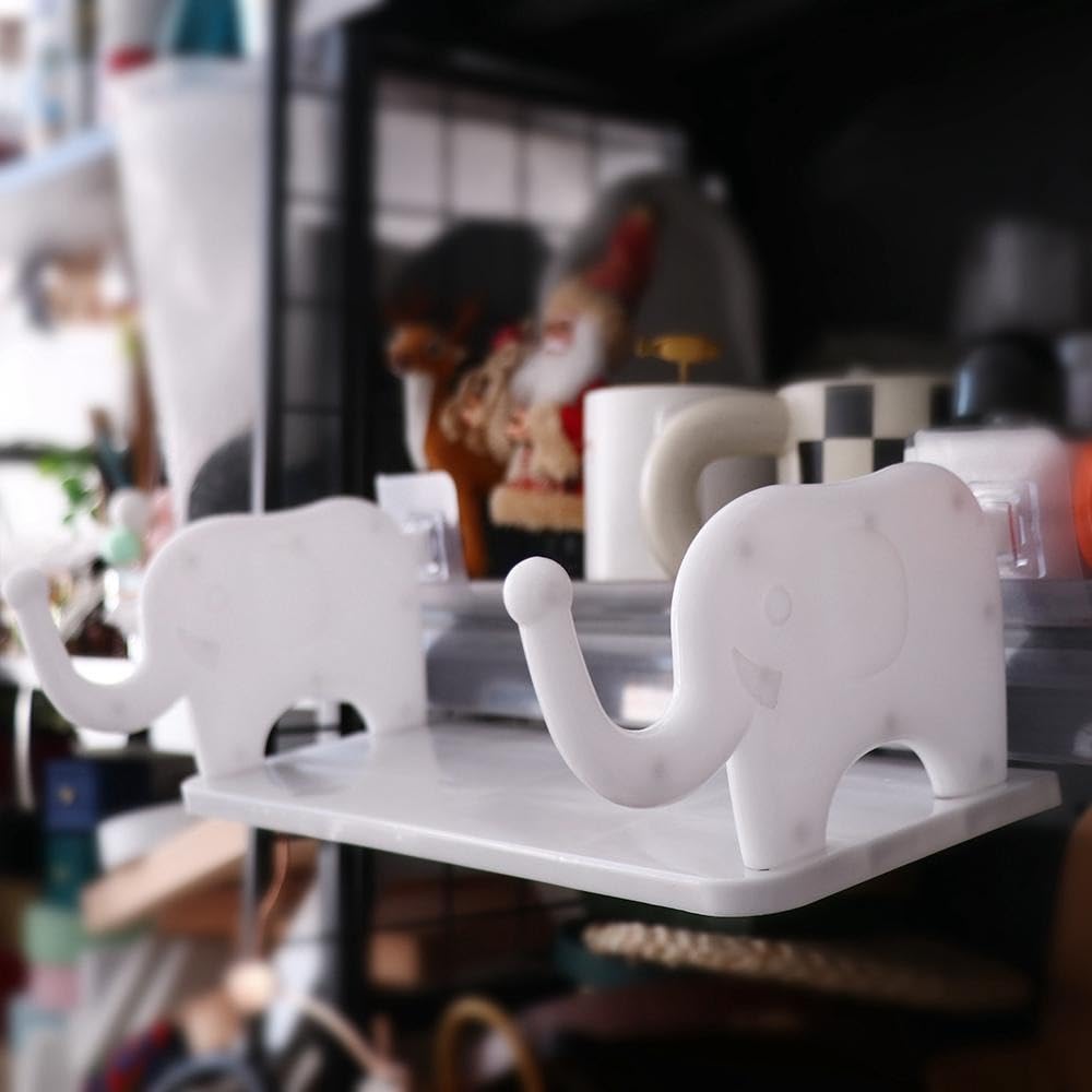 1PCS Elephant Shaped Shelves,Multifunctional Storage Rack Elephant Storage Rack Hanging Storage Rack for Kitchen Room(White)
