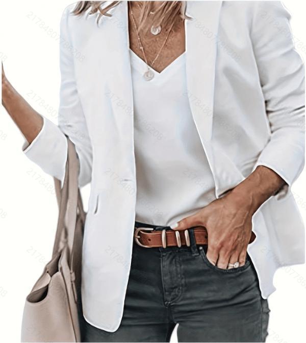 Womens Casual Blazers Open Front Long Sleeve Work Office Suit Jackets Blazer Women's Lightweight Fashion Casual Suit Jacket with Long Sleeves and V-Neck for Commuting - Womenswear Comfort Coats Tops Outerwear