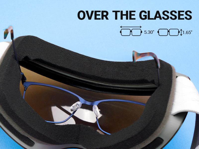 MEELOOG Ski Goggles Frameless OTG Snowboard Goggles Anti-fog 100% UV400 Protection for Men Women with Double-layer Spherical Lenses & Non-slip Strap