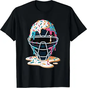 Baseball Catcher Mask Ice Cream Dripping Baseball Fan Boys T-Shirt - Crewneck Men Women Youth Boys Girl T-shirt Cotton Fabric