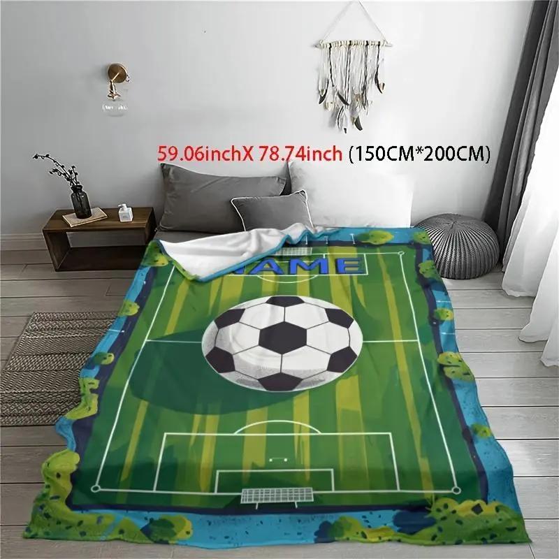 Personalized Soccer Team Blanket - Custom Name, Soft Flannel, Wrinkle-Resistant, Foldable, Multi-Size 40 – 56 In, All-Seasons Comfort, for Couch, Adults, Christmas, Sports Theme Birthday, Grandparents Gifts