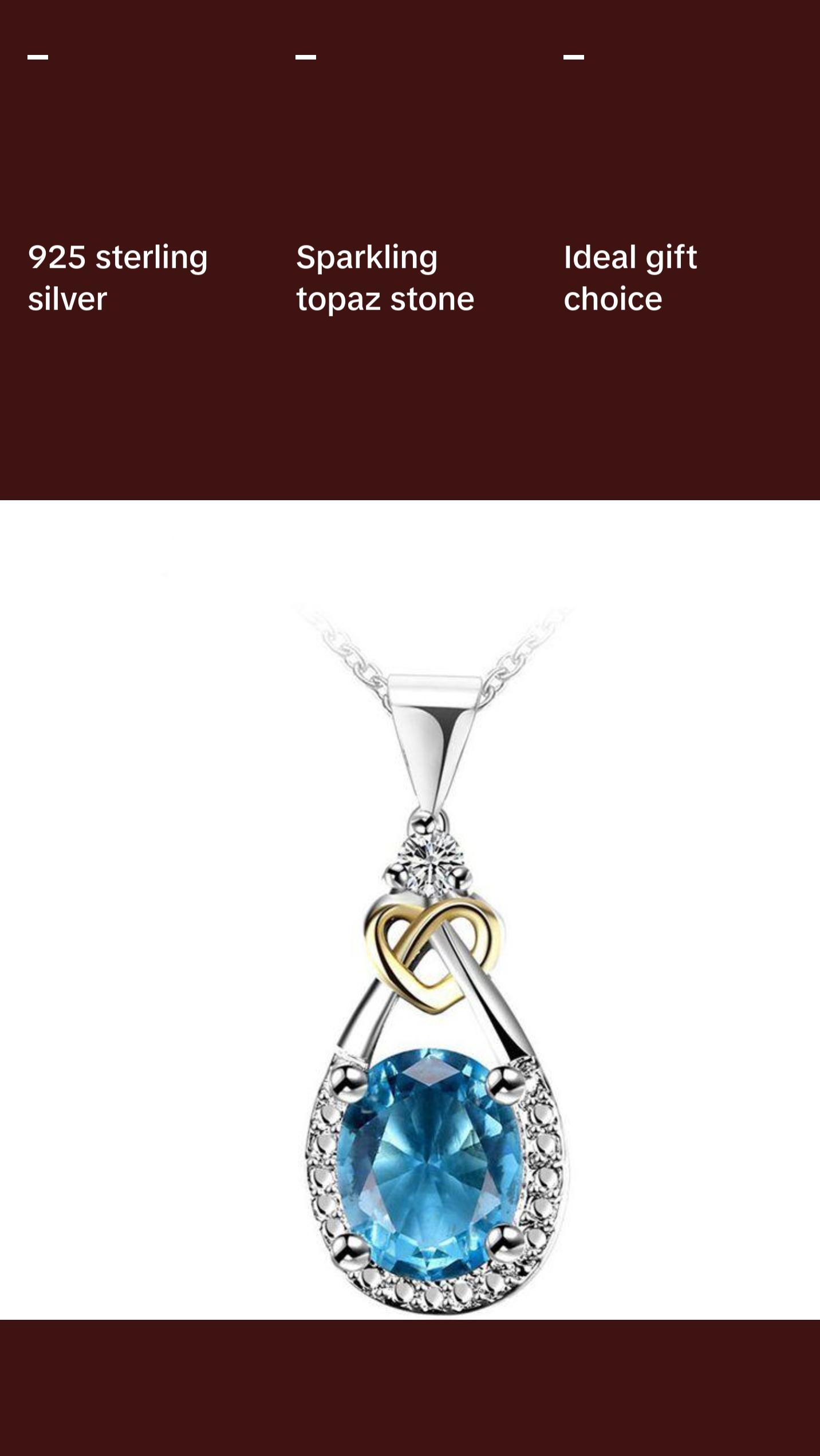 Women's Sterling Silver Topaz Stone Necklace