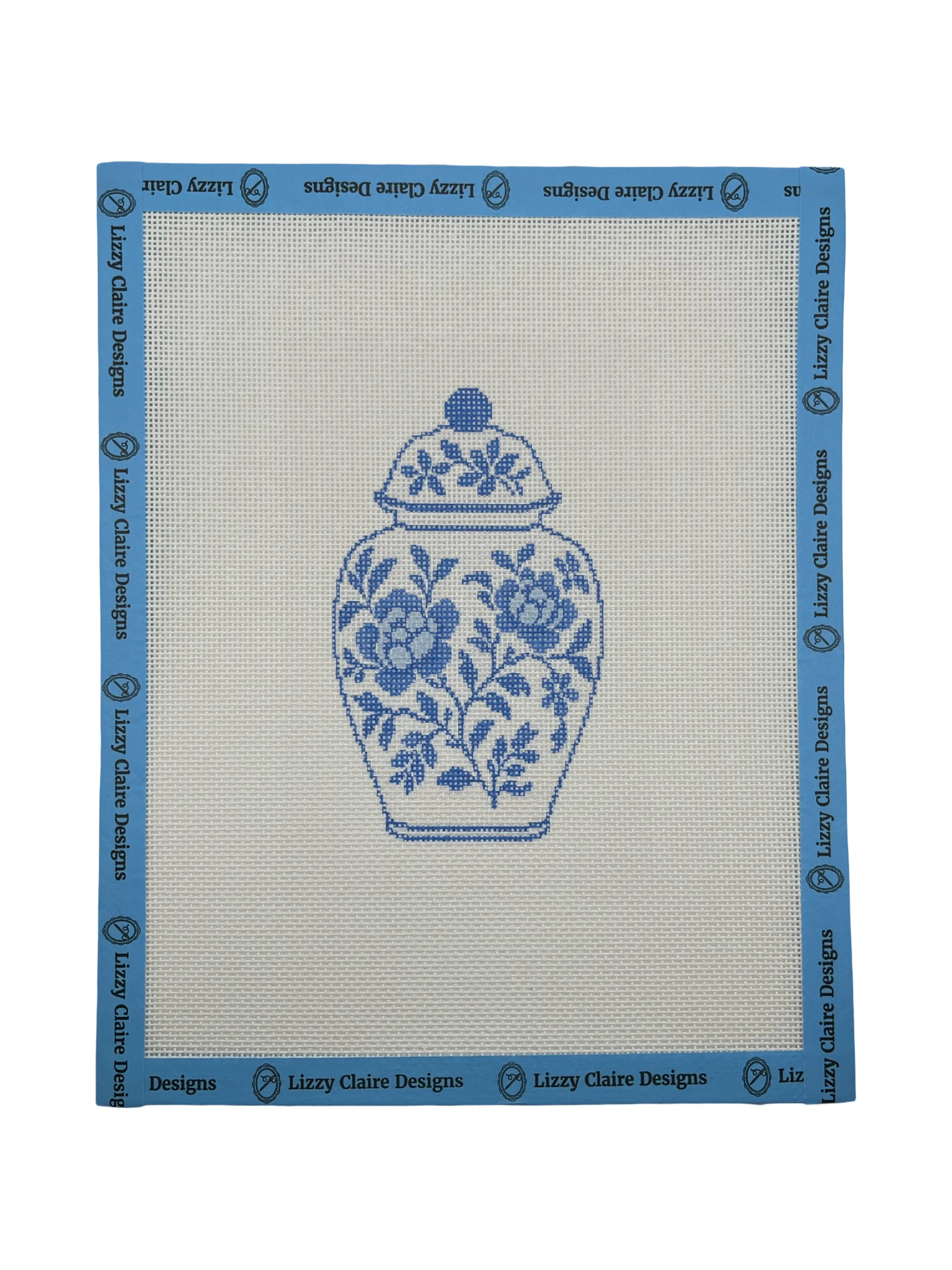 Blue and White Chinoiserie Ginger Jar - 18 mesh - 8 x 10 - Needlepoint Canvas
